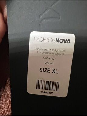 Fashion Nova Brown Fur Trim Bandage Mini Dress